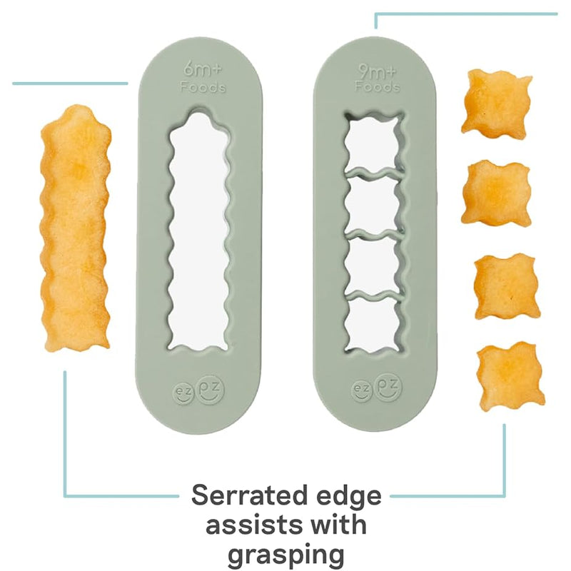 ezpz Baby-Led Weaning Food Cutters (2 pack in Sage) - 6/9 Months + | Food Prep for Infants - Designed by a Pediatric Feeding Specialist