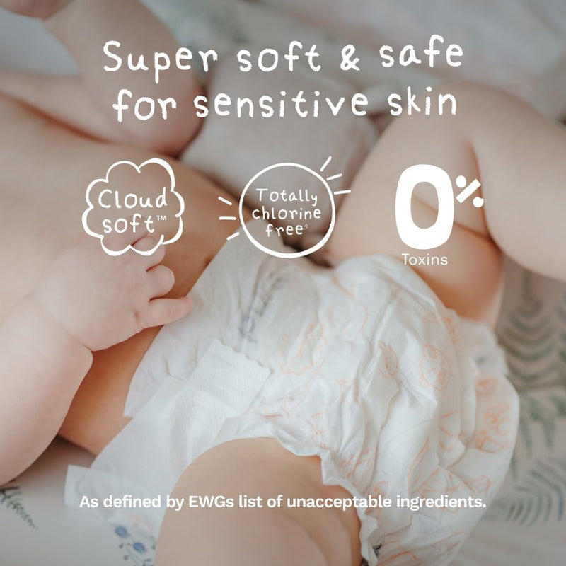 Pura Baby Diapers Size 4 (22-32 lbs) 108 Count Sensitive Skin | 12 Hour Leak Protection, New Blowout Blocker, Cloud Soft, Totally Chlorine Free*, Allergy UK Certified