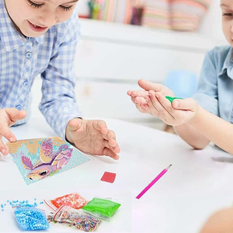 Acelii 6 Pack 5D Cartoon Diamond Painting Kits for Kids Beginners | Cute Animals DIY Diamond Art Kit for Kids,Full Round Drill Big Gem Art for Kid,Home Wall Decoration 6X6 inch