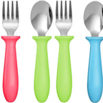 Toddler Utensils Set, 6-Piece Kids Fork and Spoon Set | 18/8 Stainless steel with plastic handles, rounded edges, toddler-size, dishwasher safe