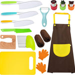 RISICULIS Kids Kitchen Knife, Montessori Kitchen Knife Set for Toddlers | 11Pcs Kids Safe Knife Set for Real Cooking with Wood Plastic Knives Kids Cutting Board, Montessori Gifts for Boys Girls