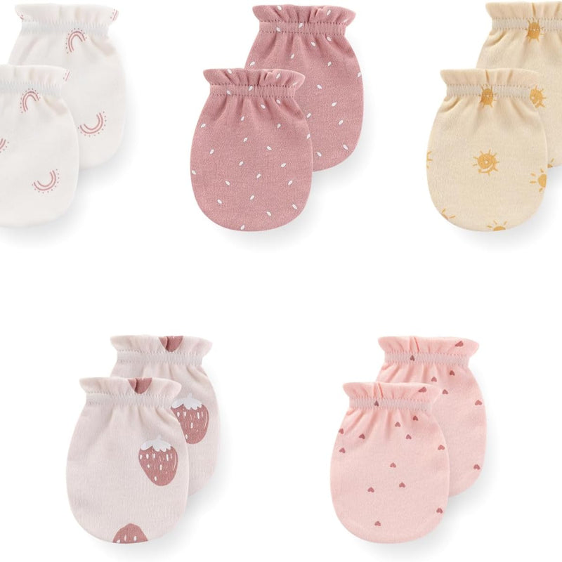 JELYLOVE 5 Pack Baby Boy Girl Anti Scratch Mittens Infant Gloves Essentials | multiple colors,100% cotton,breathable comfort,secure fit,anti-scratch design