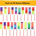 dervea 20 Pack Ribbon Dancing Wands Party Favors for Kids, Rainbow Birthday Decorations, Princess Party Supplies, Girls Party Games, Gymnastics Goody Bag Stuffers (Rainbow)
