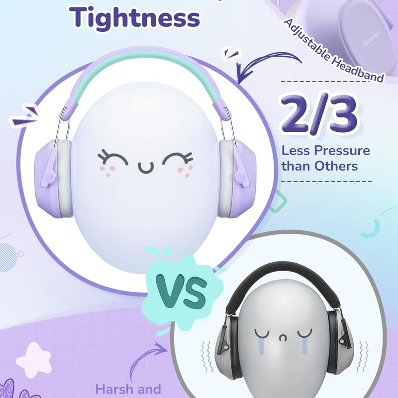 iClever EM01 Noise Cancelling Headphones for Kids Adults, SNR 29dB EarMuffs | Noise Reduction Ear Muffs for Autism Sensory Concentration Aid Ear Hearing Protection for Fireworks Event Monster Jam Concert