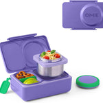 Omie OmieBox UP bento Box for Kids | Insulated Lunch Box | Leak Proof Vacuum Insulated Thermal Food jar | Cooler ice Pack | 2 Compartments (Graphite)