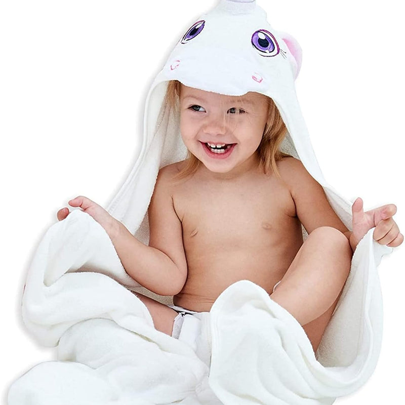 HIPHOP PANDA Hooded Towel - Rayon Made from Bamboo, Bath Towel with Bear Ears for Newborn, Babie, Toddler, Infant - Absorbent Large Baby Towel - Bear, 30 x 30 Inch