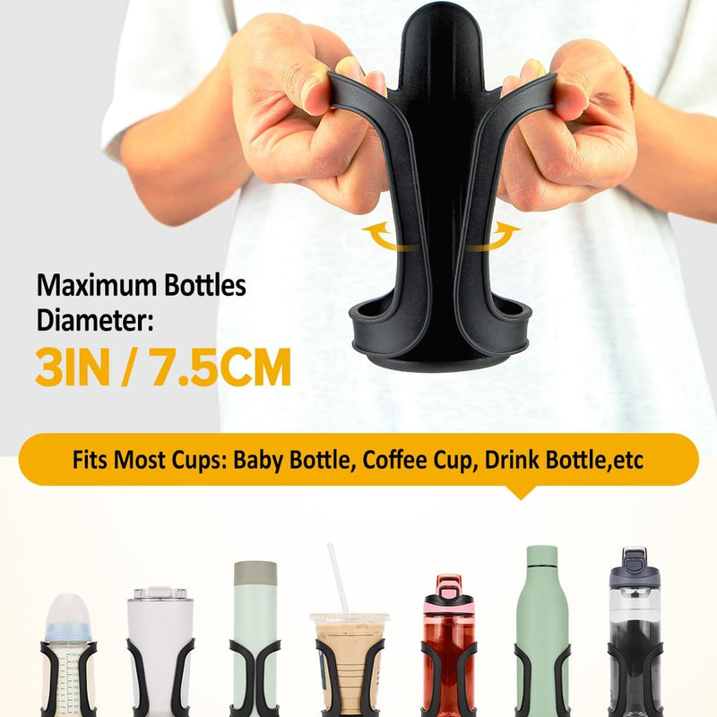 Pack of 2 Stroller Cup Holders, Universal Drinks Holder for Bikes, Trolleys or Walkers