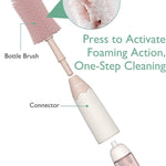 Momcozy Baby Bottle Brush Kit, Push-Press Foam Design, Pink | Portable for Home & Travel, Bottle Cleaner Brush for Breast Pumps & Nipple, Newborn Essentials, Food-Grade BPA-Free