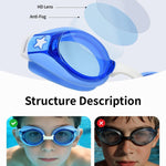 Pixel Panda Kids Swim Goggles with Fabric Strap for 3-12, No Hair Pulling | Kids swimming goggles with soft cloth strap for toddler/boys/girls/children, anti-fog anti-UV, no leak, no raccoon eyes