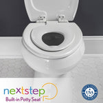 Mayfair NextStep2 Toilet Seat with Built-In Potty Training Seat, Slow-Close, Removable that will Never Loosen, Elongated, White
