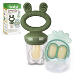 Haakaa Baby Fruit Food Feeder & Mini Freezer Nibble Tray Combo, Breastmilk Popsicle Molds for Cooling Relief, BPA Free Silicone Feeder for Safe Infant Self Feeding, 4 Month+ (Pea Green)