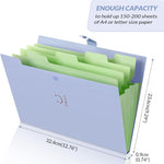 SKYDUE Expanding File Folders with 5 Pockets, Accordion File Organizer with 32 Labels, Portable Document Paper Organizer, Filing Folders, Letter / A4 Size, Pack of 4