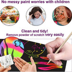FUNNYB&G 100 Pcs Rainbow Scratch Paper Art for Kids Arts and Crafts Kit | Rainbow Scratch Paper Set Supplies School Activities Coloring Sheets Travel Toys for Party Games Christmas Birthday Gifts
