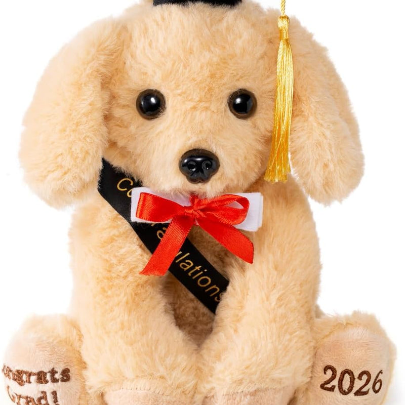 8 Inch Graduation Plush Stuffed Animal Class of 2026 Brown Puppy Dog