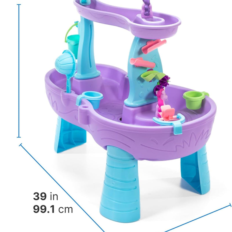 Step2 Rain Showers and Unicorns Water Table for Kids, Toddler Outdoor Sensory Play Table, 13 Accessories, Pink, Ages 18 Months+