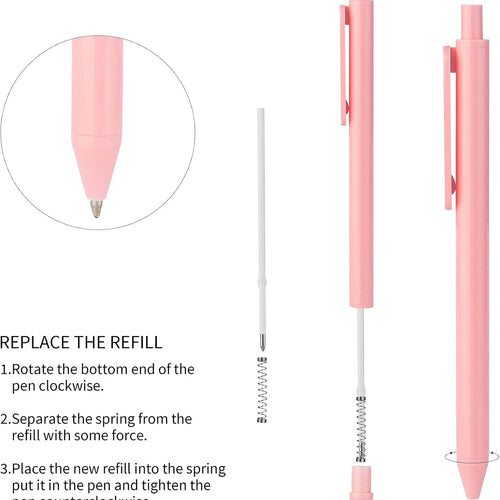 WY WENYUAN 12-Pcs Ballpoint Pens, Comfortable Writing, Pastel Retractable Pretty Journaling, Black Ink Medium Point 1.0 mm Gift, Cute Office Supplies for Women