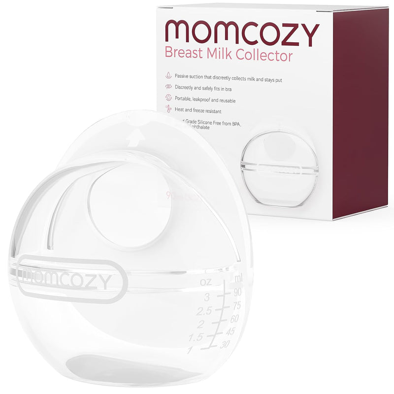 Momcozy Breast Milk Collector, Large Capacity for High Milk Supply 3oz 2pcs | Milk Collectors for Breastfeeding, Reusable Soft Silicone Breast Shells ,Passive Milk Collection, Reusable Silicone Shell