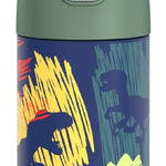 THERMOS FUNTAINER Water Bottle with Straw, 12oz, Dinosaurs | Kids Stainless Steel Insulated Water Bottle, Keeps Drinks Cold Longer for School & Play, BPA-Free