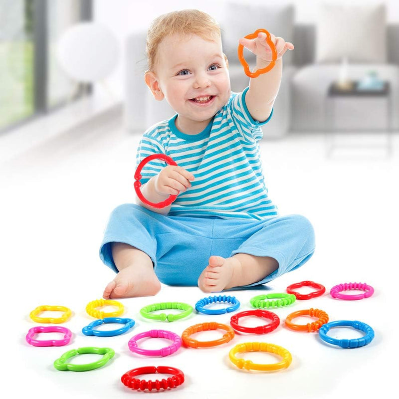 HAHA Baby Link-to-Go Connecting Rings - 18-Piece Set for Stroller, Car Seat, Crib, Playmat Attachment