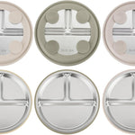 PandaEar 3 Pack Stainless Steel Baby Suction Plates, Divided Toddler Plate for Baby Led Weaning Supplies, Non-Slip Toddler Baby Feeding Set Dishwasher Safe (Blue/Green/Brown)