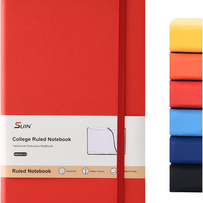 SUIN Hardcover-Journal-Notebooks, A5 Lined Journals Notebook for Writing 200 Pages, 8.2 x 5.5 inch, Classic Ruled Notebooks for Work/Travel/College (Multi-colors)