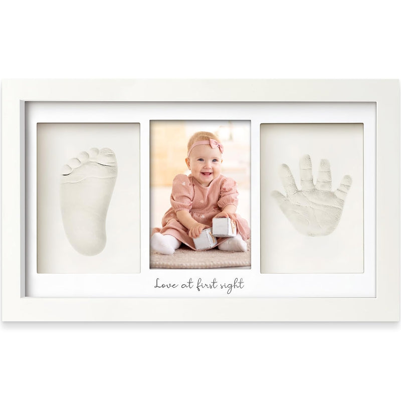 KeaBabies Baby Hand and Footprint Kit, Clay Keepsake Frame (Alpine White) | Quick Dry Handprint and Footprints, Newborn Nursery Picture Frame, Personalized New Mom Gifts for Baby First Christmas Shower