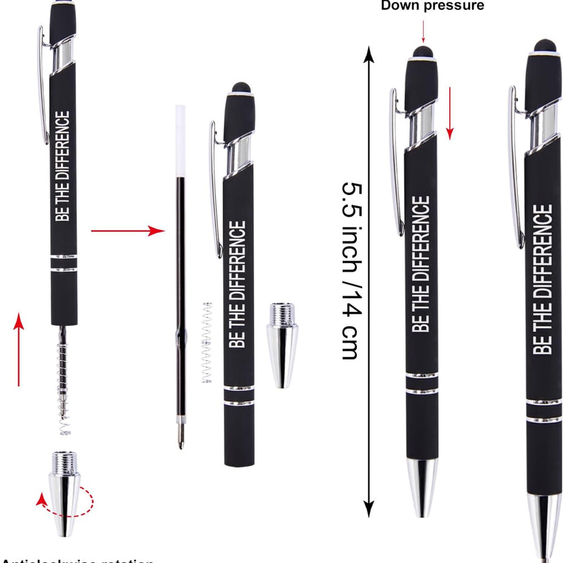 Actsun Funny Pens - 12 Pack Fine Point Smooth Writing Pens with Inspirational Tips, Black Ink, Touch Stylus Screens, Motivational Gift for Office & Desk Accessories