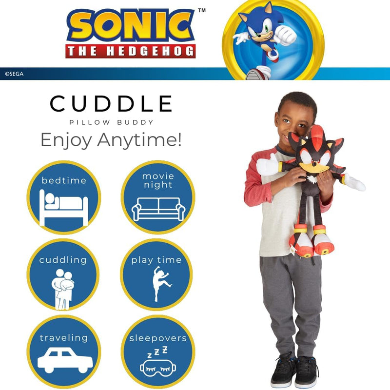 Sonic Shadow The Hedgehog Anime Kids Bedding Super Soft Plush Cuddle Pillow Buddy, One Size, (Officially Licensed Product)