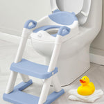 Forbena Potty Training Toilet Seat with Step Stool Ladder, Toddler Kids Potty Seat for Boys Girls, Non Slip Foldable Toilet Training Seat with Soft Cushion, Comfortable Handles (White-Grey)