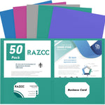 Two Pocket Folders, RAZCC 50 Pack 2 Pocket Folders Fit Letter Size Paper, Paper Folders with Pockets for School Office Business Home, Black