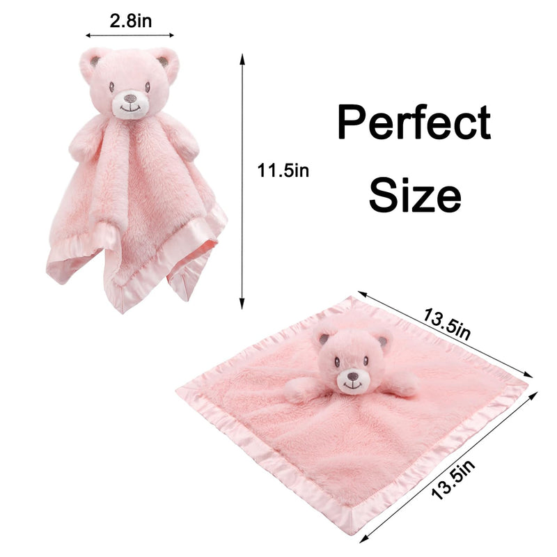 Baby Bear Security Blanket Soft Minky Baby Lovey Plush Unisex Lovie Gift for Toddlers and Infants