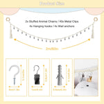 CERETIA 80" 2-Pack Cotton Hanging Storage Chain For Stuffed Animals Storage with 20 Metal Clips, Stuffed Animal Organizer Chain for Wall Corner Nursery Play Room, White