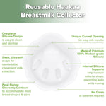 haakaa Petal Soft Silicone Milk Collector for Breastfeeding - 2PCS | Discreet Leak-Protection Breast Milk Saver, Reusable Breast Shells Milk Collection Cup for Breastfeeding with Cleaning Brush