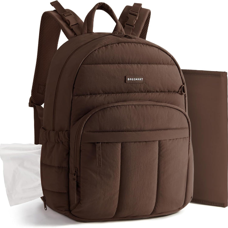 BAGSMART Baby Diaper Bag with Waterproof Pad, Camel | Newborn Essentials, Lightweight Backpack for Girl Boy, Baby Shower Gifts