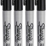 Sharpie Permanent Markers, Fine Point, Black Ink (4-Pack)