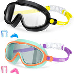 Seago Swim Goggles 2 Pack Anti-Fog Anti-UV Wide View Swimming Goggles for Kids 3-14