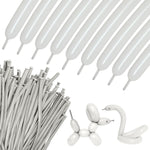 100pcs Metallic Silver Long Balloons for Balloon Animals, Party Decorations, and DIY Modeling