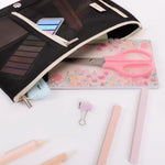 SKYDUE Pencil Pouch for Binder, Pencil Case, 3 Ring Binder Pencil Pouch with 3 Pockets and Mesh Window, Zipper Pencil Pouch, Durable Organizer for School Supplies, Cables, Earbuds, Makeup