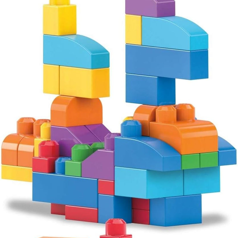 MEGA BLOKS First Builders Toddler Blocks Set - 80 Pieces, Big Bag, Ages 1+, Blue