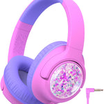 Cat ear headphones with led light up and 85dBA safe volume for kids, foldable and wireless compatible