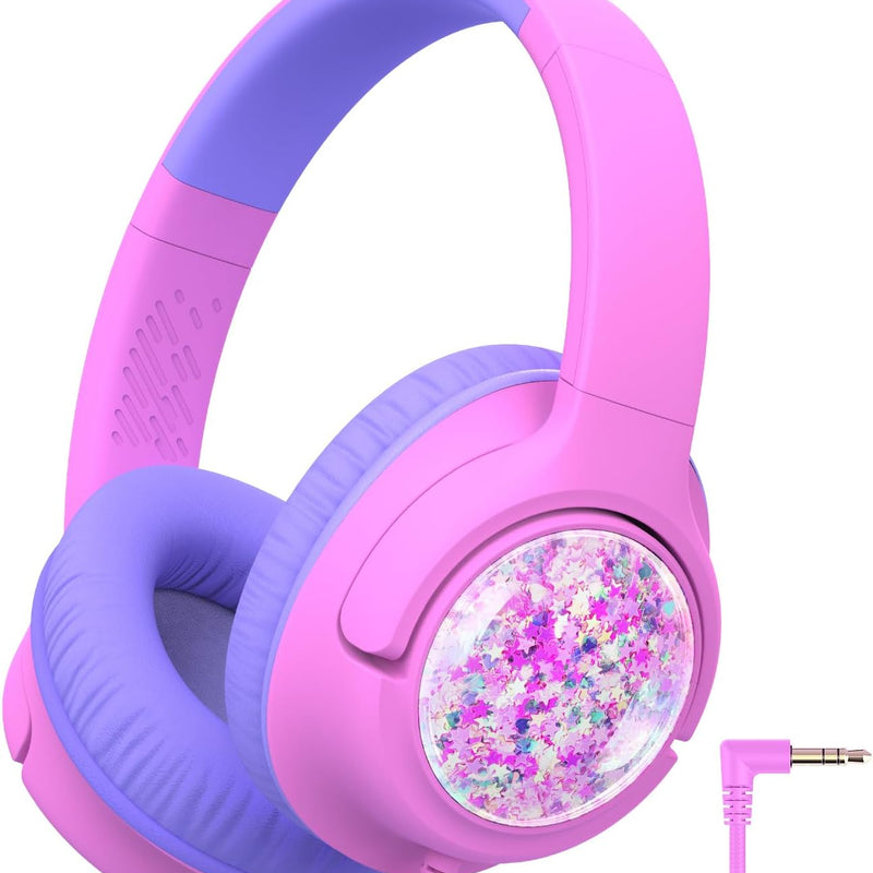 Cat ear headphones with led light up and 85dBA safe volume for kids, foldable and wireless compatible