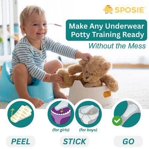Sposie Dribbles, Turn Any Underwear Into Potty Training Underwear, 28 Ct | Pads for Faster, Cleaner, and Easier Potty Training, Less Laundry & Fewer Messes, Use with Toilets, Seats, Charts, & Stickers