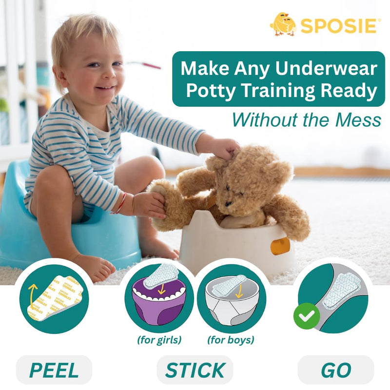 Sposie Dribbles, Turn Any Underwear Into Potty Training Underwear, 28 Ct | Pads for Faster, Cleaner, and Easier Potty Training, Less Laundry & Fewer Messes, Use with Toilets, Seats, Charts, & Stickers
