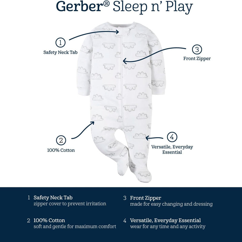 Gerber Baby Boys 4-Pack Sleep 'N Play Footie