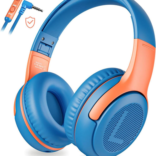 awatrue kids headphones wired toddler headphones with microphone over-ear design 85/94db volume-limiting
