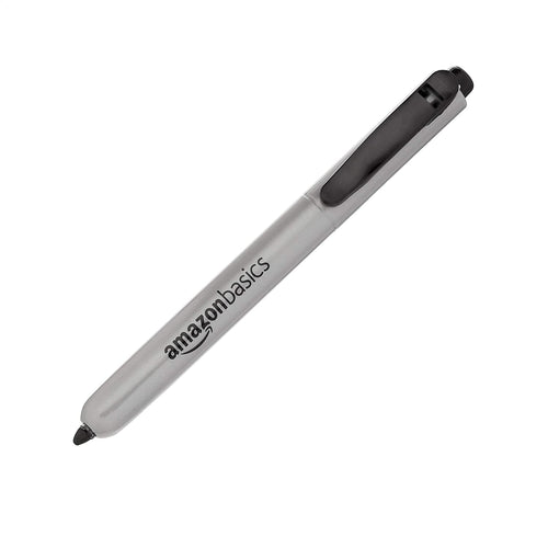 Amazon Basics Retractable Permanent Markers, Quick Drying Fade Resistant Ink, Versatile Art Supplies for Drawing, Black, 12 Count