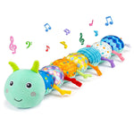 Topsochir Baby Sensory Toys 0-6 Months Music Animal Stuffed Plush Caterpillar Toy for Infant 0-3-6-12 Month Old Tummy Time with Mirror Crinkle Rattle Toys for Newborn Boys Girls Shower Birthday Gifts