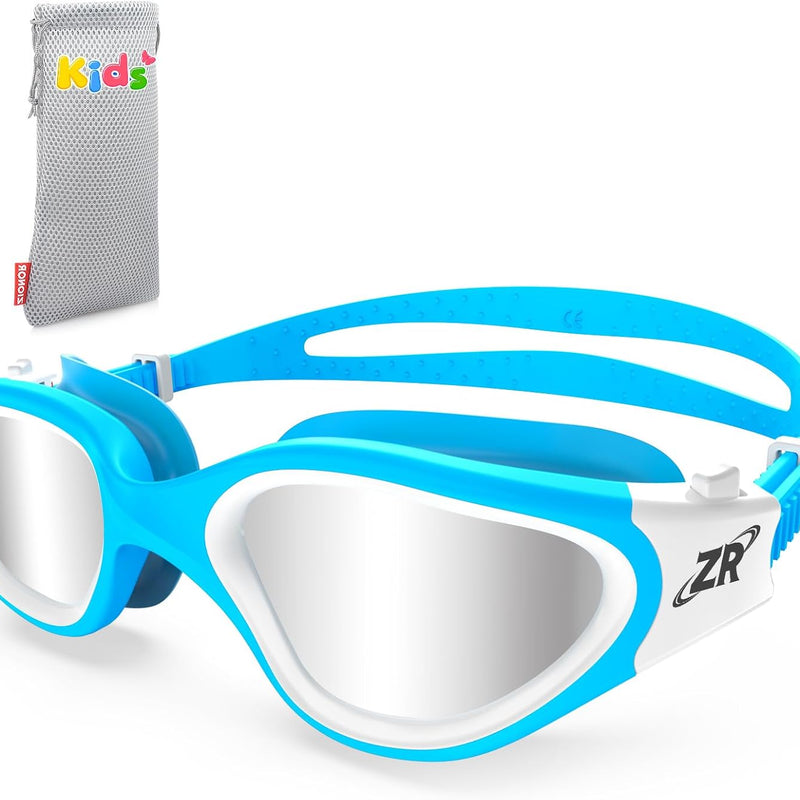 ZIONOR G1 MINI Polarized Kids Swim Goggles for Boys Girls Ages 6-14 | Glare-Reducing Polarized Lenses with Anti-Fog UV Protection, Leakproof Comfort Fit, Wide View and Easy-Adjust Strap