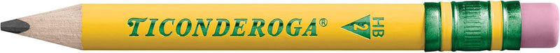 Ticonderoga My First Half-Size Wooden Pencils, 12 Pencils/Pack, 1 Pack | Large Triangle-Barrel Pre-Sharpened #2 (HB) Short 4.5" Yellow Pencils with Erasers, X33012