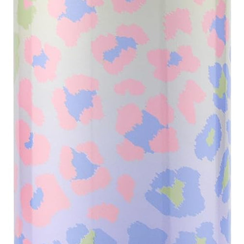 Ello Kids Pop & Fill 18oz Stainless Water Bottle, Sip or Chug, Cheetah | Insulated stainless steel kids water bottle with Quick Fill™ lid, sip straw, chug opening, leakproof lock, and BPA-free